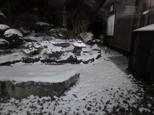 風情のある雪の中庭