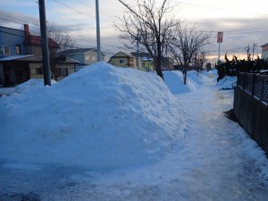 家の前の雪山